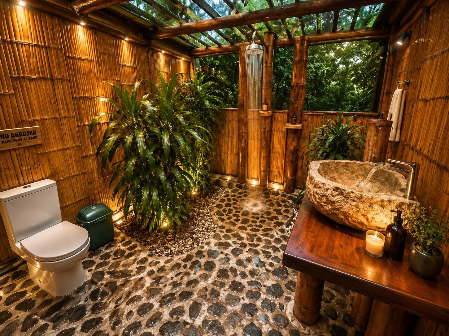 Baño exterior piedra río